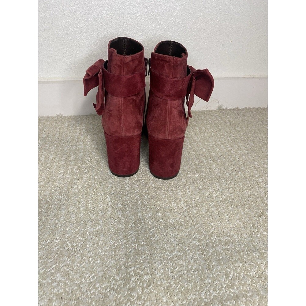 White Mountain Women's Wine Red Block Heel Booties Suedette Size 39 - Picture 4 of 13